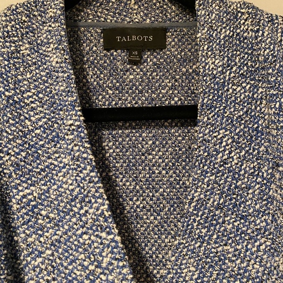 Women’s Talbots Blue Tweed Drape Open Front‎ Blazer XS - Picture 7 of 7